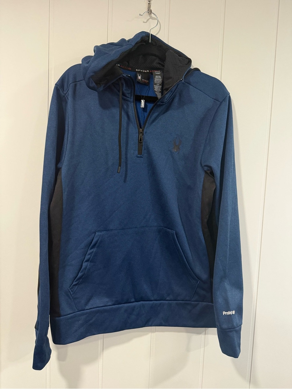 Spyder Navy and Black Active Quarter-Zip Hoodie